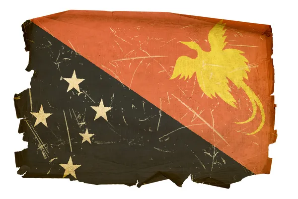 Papua Nya Guineas flagga gamla, isolerade på w — Stockfoto