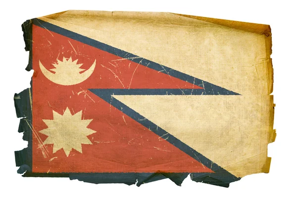 Nepal Flag old, isolated on white backgr — Stock Photo, Image