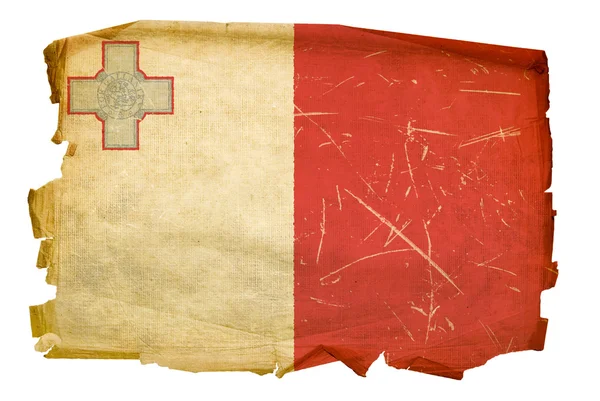 Maltesisk flagg gamla, isolerade på vit back — Stockfoto