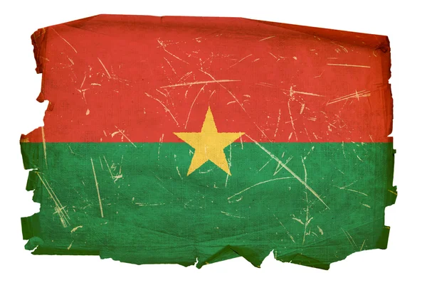 Burkina Faso flag old, isolated on white — Stock Photo, Image