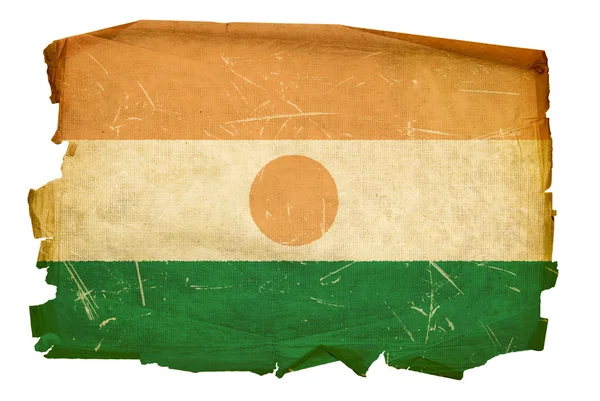 Bandeira nigeriana velho, isolado em bac branco — Fotografia de Stock