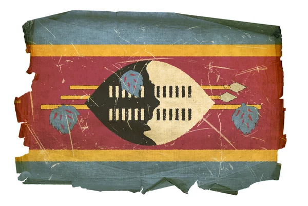 Σημαία της Σουαζιλάνδης παλιά, απομονωμένα σε λευκό ΒΑ — Φωτογραφία Αρχείου
