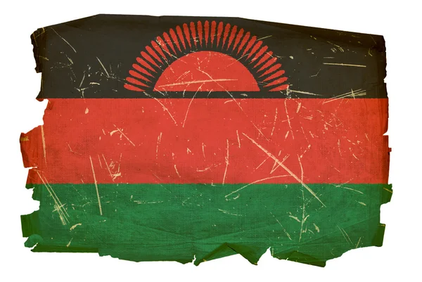Bandeira do Malawi velha, isolada em backg branco — Fotografia de Stock