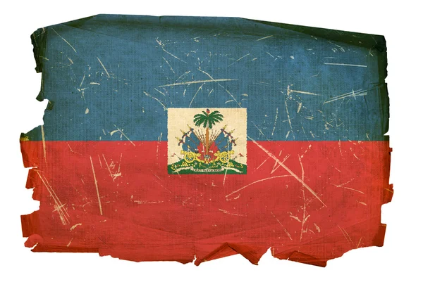 Σημαία της Αϊτής παλιά, απομονωμένα σε λευκό έκφραση — Φωτογραφία Αρχείου