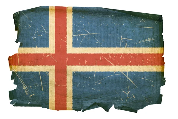 Islandia Bandera vieja, aislada en la espalda blanca — Foto de Stock