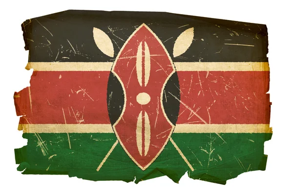 Flaga Kenii stary, na białym tle na białym tle — Zdjęcie stockowe