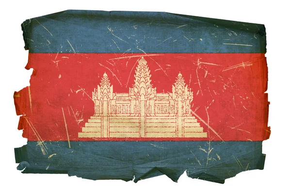 Прапор Камбоджі старі, ізольовані на білий бак — стокове фото