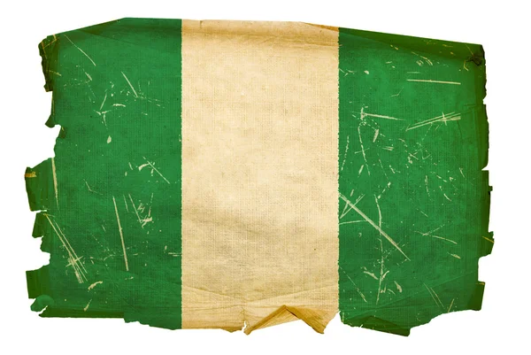 Nigéria Bandeira velha, isolada nas costas brancas — Fotografia de Stock
