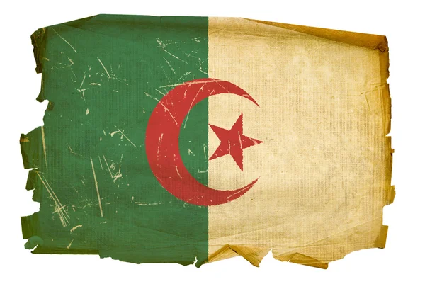 Bandeira da Argélia velha, isolada nas costas brancas — Fotografia de Stock