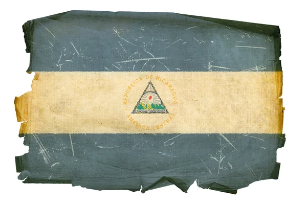 Прапор Нікарагуа, старий, ізольовані на білий ба — стокове фото