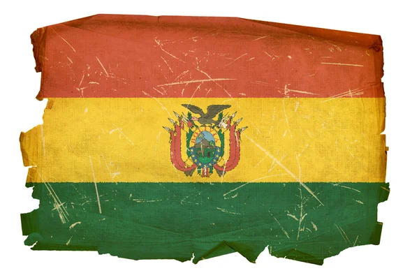 Bolivya bayrağı eski, izole üzerinde beyaz arka — Stok fotoğraf