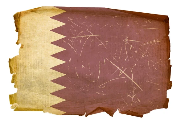 Bandeira do Qatar velha, isolada no backgr branco — Fotografia de Stock