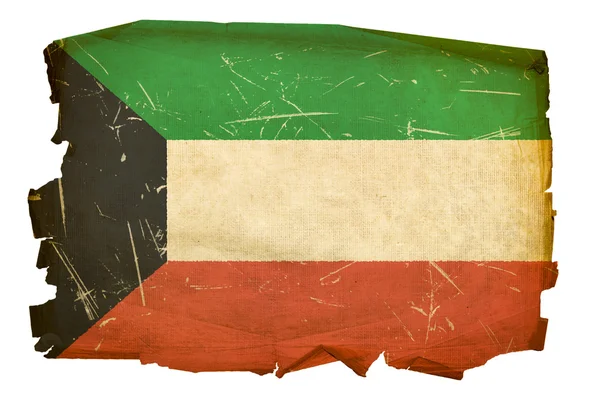 Σημαία του Κουβέιτ παλιά, απομονωμένα σε λευκό backg — Φωτογραφία Αρχείου