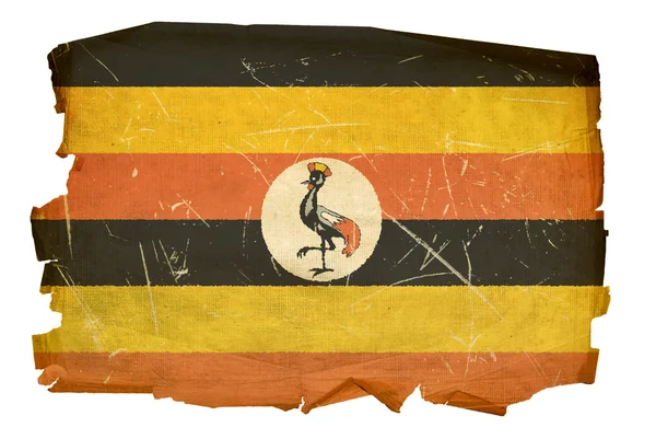 ウガンダの旗の古いの分離の白い背景に隠れて — ストック写真