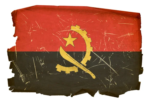 Angolas flagga gamla, isolerade på vita backg — Stockfoto