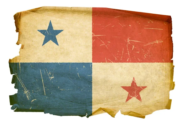 Panama vlag oud, geïsoleerd op witte backg — Stockfoto