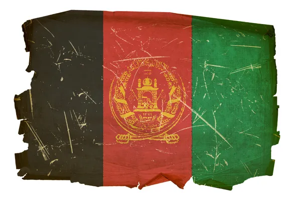 Afghanistan Flag old, isolated on white — Stock Photo, Image