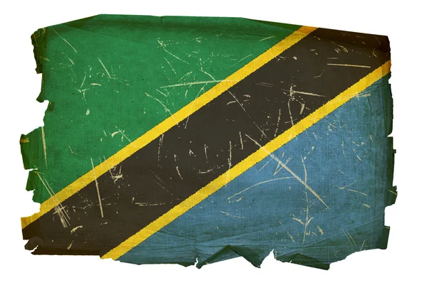 Tanzania flag old, isolated on white bac — Zdjęcie stockowe