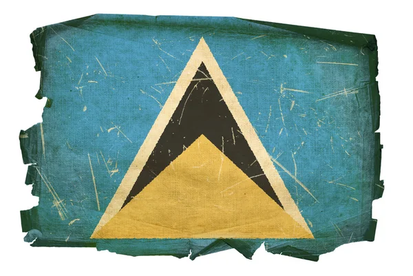 Saint Lucia bayrağı eski, üzerinde beyaz izole — Stok fotoğraf