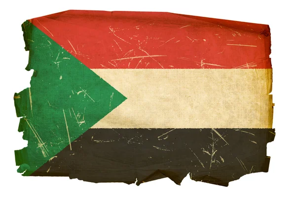 Sudan Flag old, isolated on white backgr — Stock Photo, Image