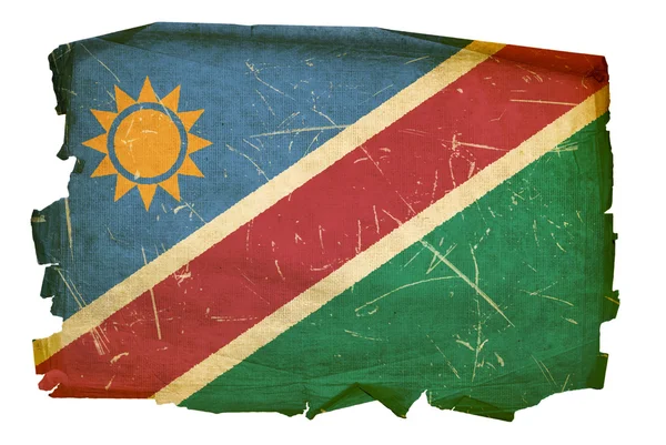 Bandeira da Namíbia velha, isolada nas costas brancas — Fotografia de Stock