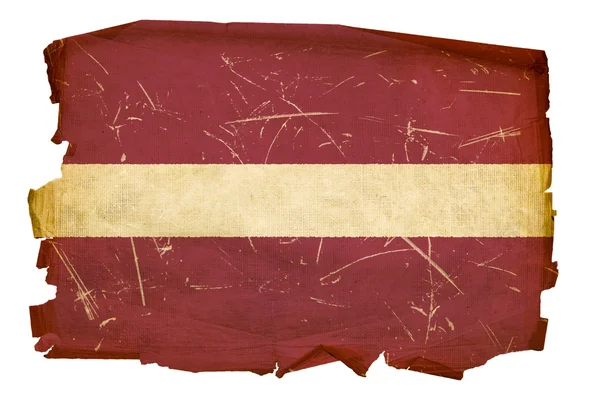 ラトビアの旗の古いの分離の白い背景に隠れて — ストック写真