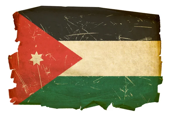 Σημαία της Ιορδανίας παλιά, απομονωμένα σε λευκό backg — Φωτογραφία Αρχείου