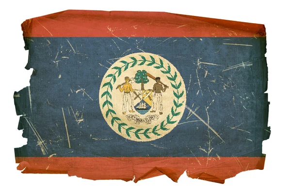 Vlajka Belize staré, izolované na bílém pozadí — Stock fotografie