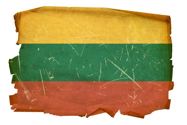 Lithuania Flag old, isolated on white ba — Stock Photo, Image