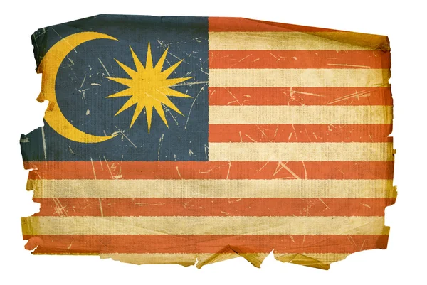 Malaysia Flag old, isolated on white bac — Stock fotografie