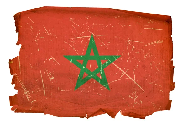 Marokko vlag oud, geïsoleerd op witte achterzijde — Stockfoto