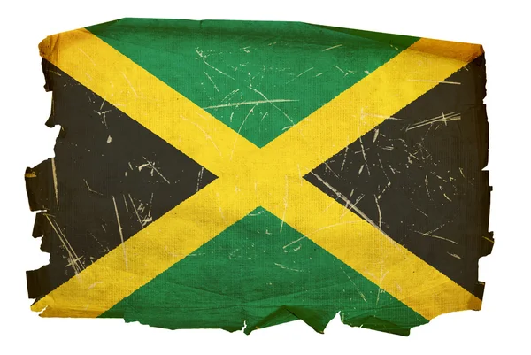 Jamaicai zászló régi, elszigetelt, a fehér fonákkal — Stock Fotó