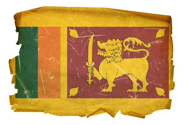 Sri Lanka Flag old, isolated on white ba — Stock Photo, Image