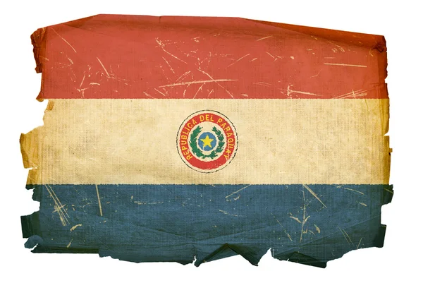 Paraguay flagga gamla, isolerade på vita bac — Stockfoto