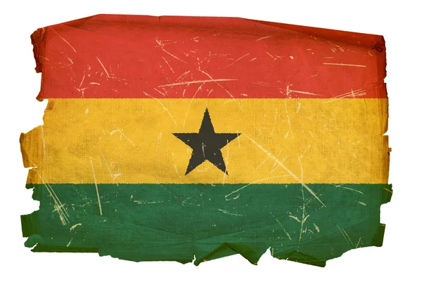 Ghana Flag old, isolated on white backgr — Stock Photo, Image