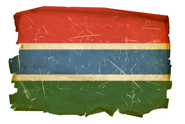 Gâmbia Bandeira velha, isolada em branco backg — Fotografia de Stock