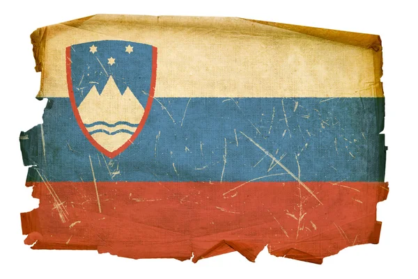 Slowenische Fahne alt, isoliert auf weißem Bac — Stockfoto
