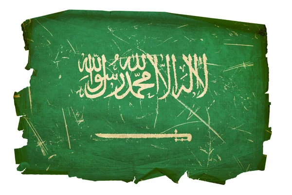 Saúdská Arábie vlajka staré, izolované na bílém — Stock fotografie