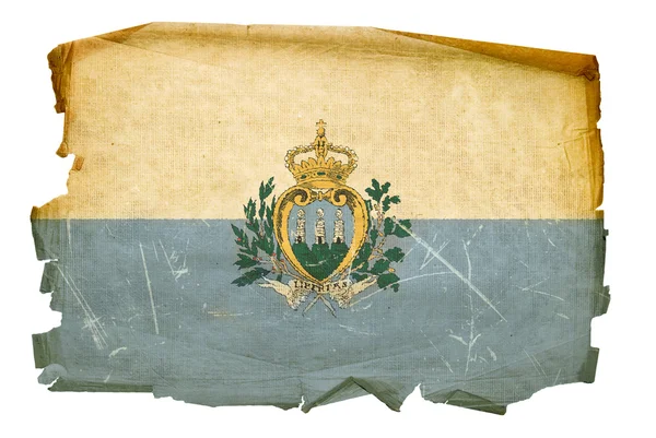 San Marinos flagga gamla, isolerade på vita b — Stock fotografie