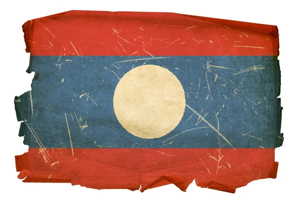 Vlajka Laosu staré, izolované na bílém backgro — Stock fotografie