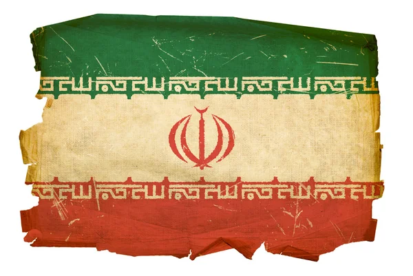 Írán vlajka staré, izolované na bílém backgro — Stock fotografie