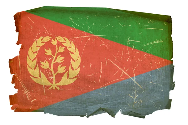 Eritreia Bandeira velha, isolada nas costas brancas — Fotografia de Stock