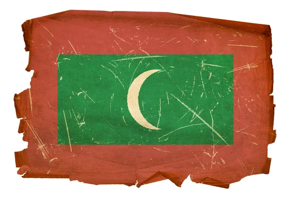 Μαλδίβες σημαία παλιά, απομονωμένα σε λευκό bac — Φωτογραφία Αρχείου