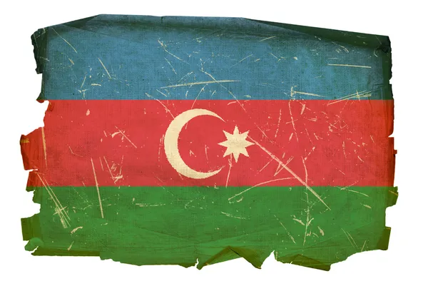 Ázerbájdžánská vlajka staré, izolované na bílém b — Stock fotografie
