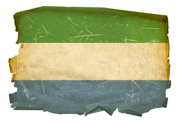 Serra Leoa Bandeira velha, isolada sobre branco — Fotografia de Stock