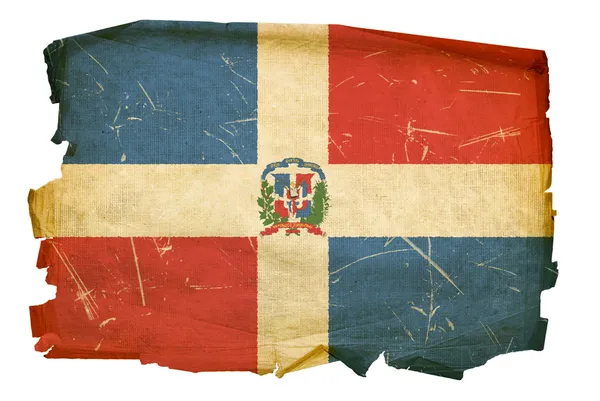 Dominik Cumhuriyeti bayrağı eski, izole üzerinde — Stok fotoğraf