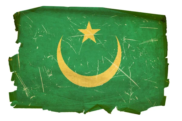 Mauritania Flag old, isolated on white b — Stock Photo, Image