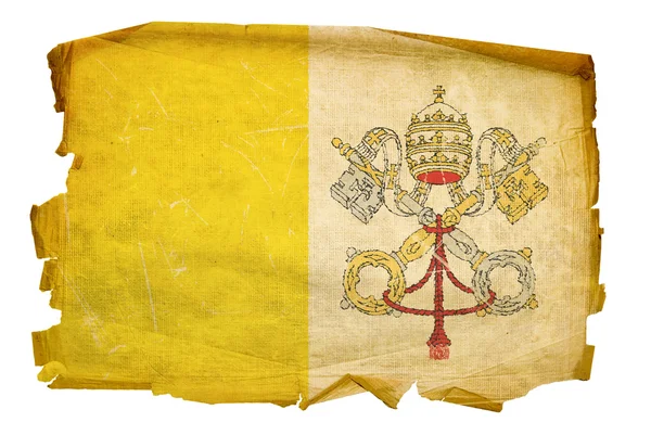 Bandeira do Vaticano velha, isolada nas costas brancas — Fotografia de Stock