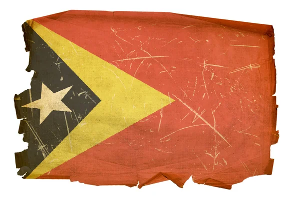 Timor Leste Bandeira velha, isolada em branco b — Fotografia de Stock