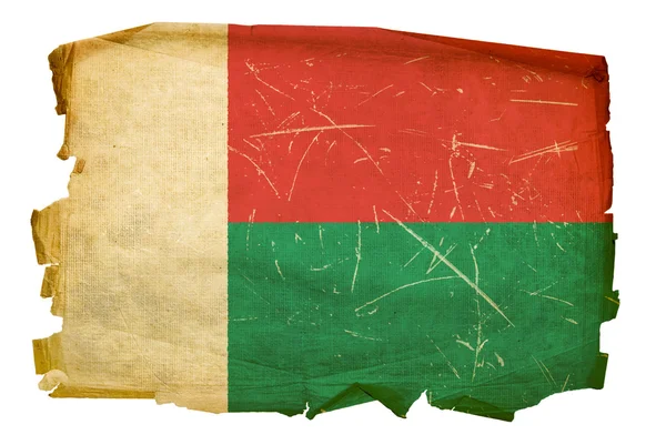 Σημαία της Μαδαγασκάρης παλιά, απομονωμένα σε λευκό β — Φωτογραφία Αρχείου